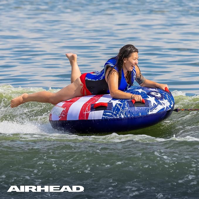Sportsstuff Stars and Stripes Kit, 1 Rider Towable Tube with Rope and Pump