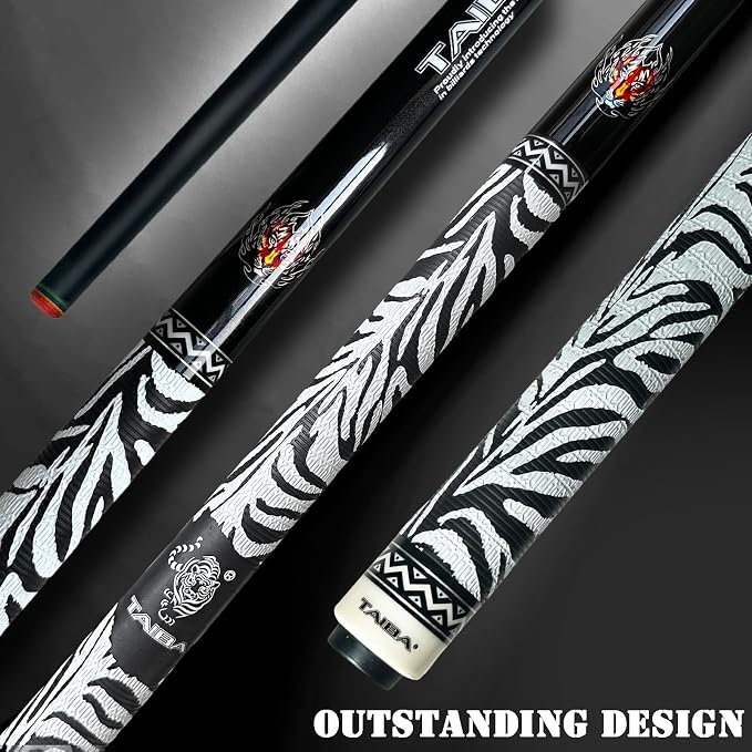 Tai ba cues 2-Piece Pool Stick Linen Wrap, 13mm Multilayer Leather Tip, 58", Hardwood Canadian Maple Professional Billiard Pool Cue Stick 18, 19, 20, 21 Oz (Selectable)