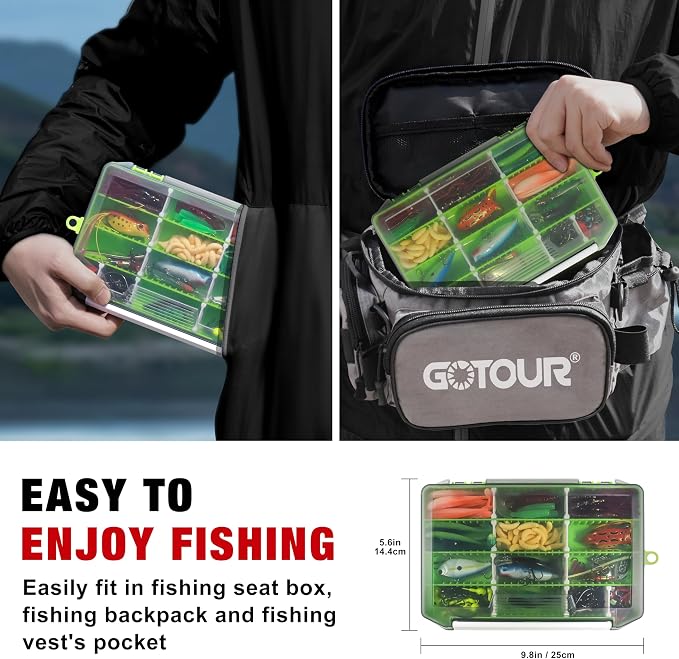 GOTOUR 128/209/240/265pcs Fishing Lures Kit with Tackle Box, All-in-1 Fishing Accessories Gear Set with Soft Lure, Minnow, Crankbait, Hooks, Sinkers, and Terminal Tackle Kit, Fishing Gifts for Men