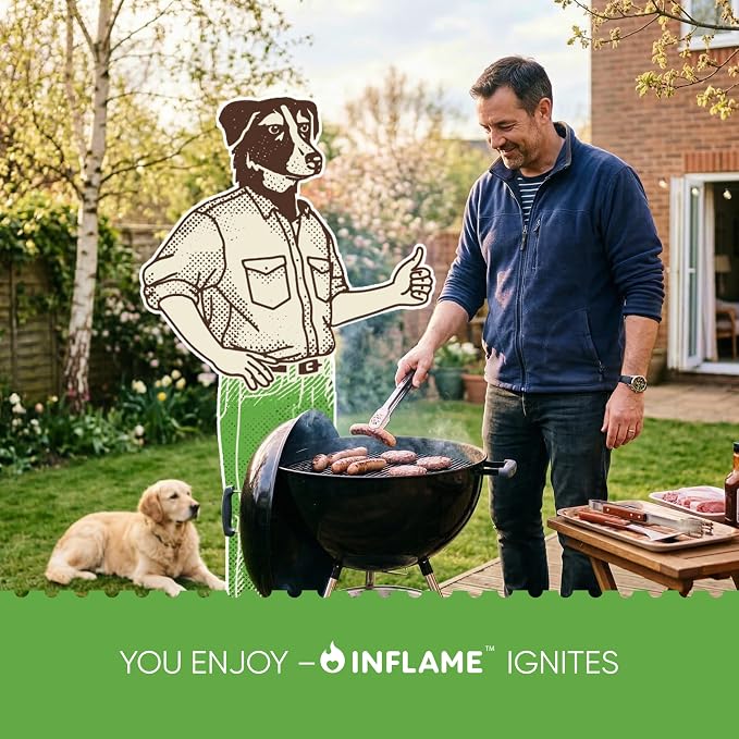 Inflame Fire Starters 24 pcs - Fire Starters for Campfires, Charcoal, Grill, BBQ, Fireplace, Chimney, Woodstove - Waterproof, Weather-Resistant - Natural Wood Starters