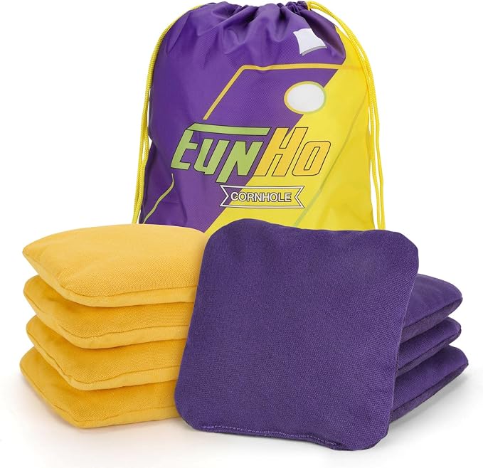 EunHo Regulation Cornhole Bags Set of 8 - Dual Sided Slick and Stick Cornhole Bean Bags for Tossing Game Professional All Weather Pro Corn Hole Bags with Tote Bag