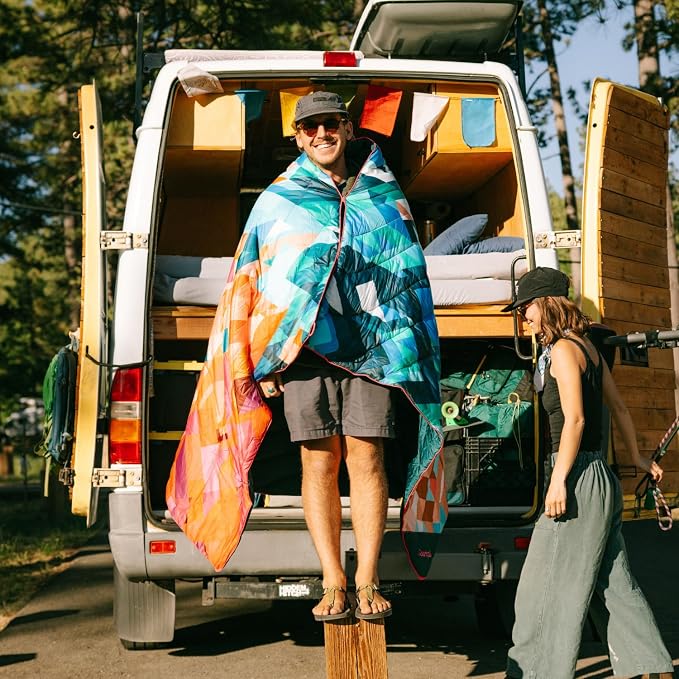 Rumpl Original Puffy 1-Person Blanket for Camping and Outdoors, Olympic Fog
