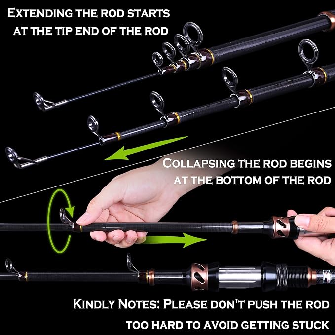 PLUSINNO Fishing Rod and Reel Combos, Fishing Net Fish Landing Net, Foldable Collapsible Telescopic Pole Handle