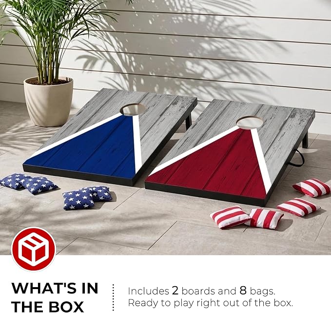 Portable Cornhole Board Set - Premium MDF Wood Corn Hole Game with 8 Regulation Bean Bags, for Backyard, Camping, and Outdoor Tailgating - Choose 3x2' Tailgate or 4x2' Regulation Size