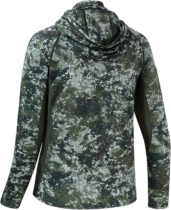 BASSDASH Men's UPF 50+ Camo Long Sleeve Hunting Fishing Hoodie Shirt