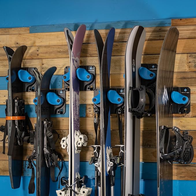 Gravity Grabber, The OG - Ski & Snowboard Wall Mount, Indoor Garage & Home Storage Organizer, Damage-Free Grip, Holds Skis/Boards/Poles/More, Space-Saving Premium Gear Rack, (Cyan 6-Pack)