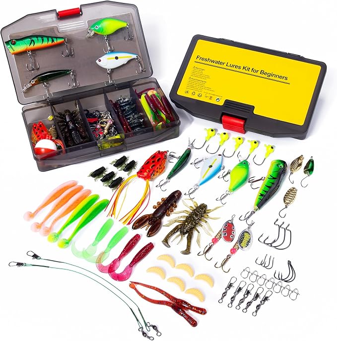 GOTOUR 128/209/240/265pcs Fishing Lures Kit with Tackle Box, All-in-1 Fishing Accessories Gear Set with Soft Lure, Minnow, Crankbait, Hooks, Sinkers, and Terminal Tackle Kit, Fishing Gifts for Men