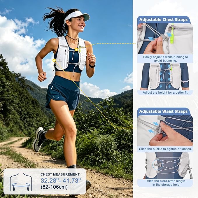 BECOJADDE 5L Running Vest for Women, Hydration Backpack Lightweight & Breathable for Trail Running, Marathon, Hiking, Cycling