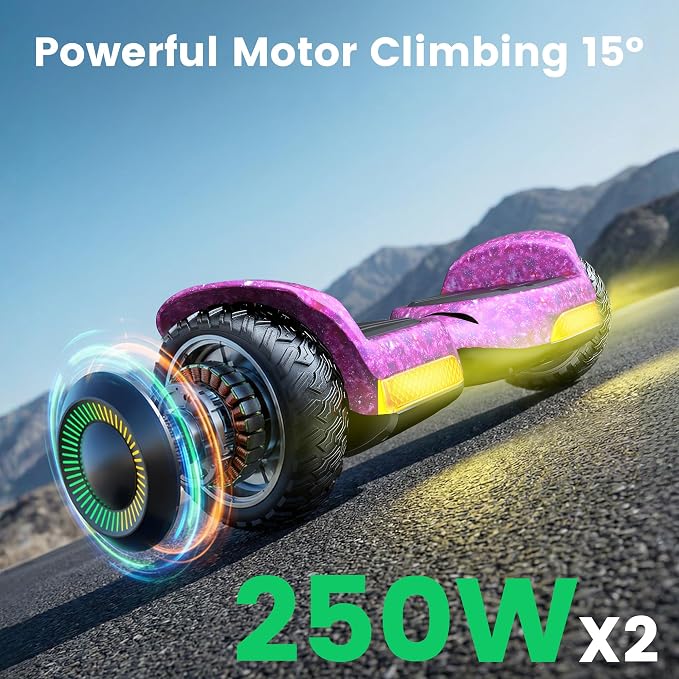 Gyroor Self Balancing Scooter New G13 All Terrain Balancing Scooter with LED Lights, Self Balancing Off Road with Bluetooth for Kids ages 6-12 and Adults-Galaxy Purple