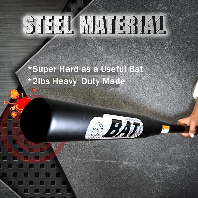 32in Baseball Bat 2LBS Heavy Duty Weighted Steel Baseball Bat for Adult and Youth Hardball Metal Bats, 2in Barrel