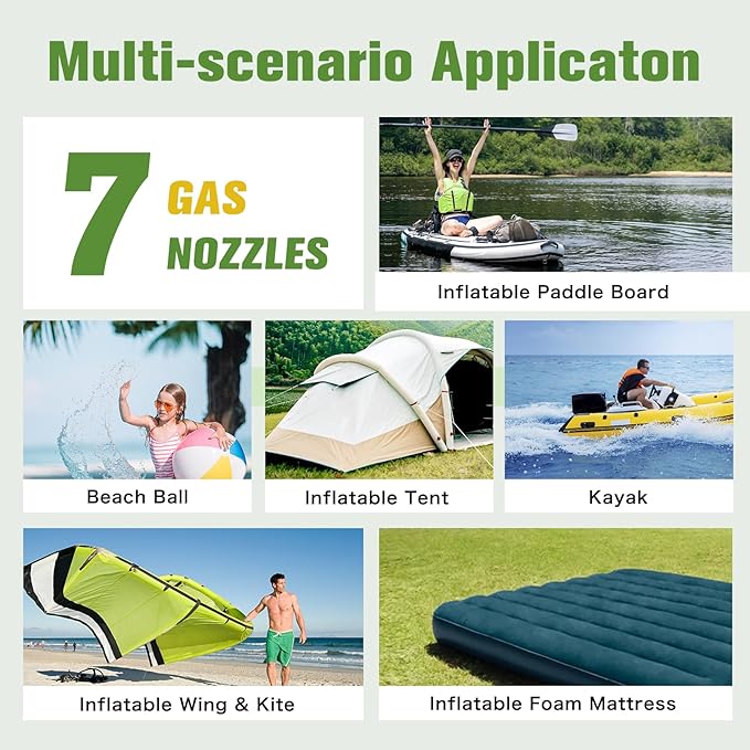 Paddle Board Electric Pump 20PSI High Pressure Rechargeable SUP Air Pump, Intelligent Dual Stage Inflation & Deflation,Auto-Off for Stand Up Paddle Boards,Surfing Kite, Tent