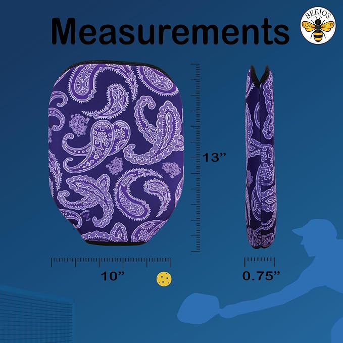 BeeJos Women's Paisley Collection: Premium Slip-On Pickleball Paddle Cover-Fits Standard Size Paddles-Zipperless (Paddle not Included) 2 Color Variations Handmade in USA