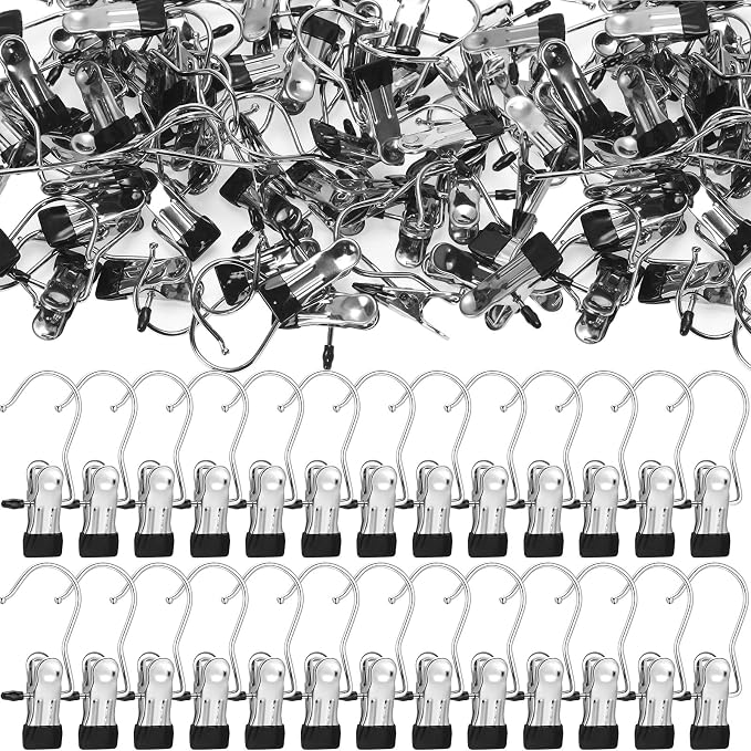 Yinder Boot Hangers Clips Laundry Hooks Hanging Stainless Steel Clothes Pins Portable Clip Hangers for Closet Travel Socks Pants Handbags Hats Towels(Black,350 Pcs)