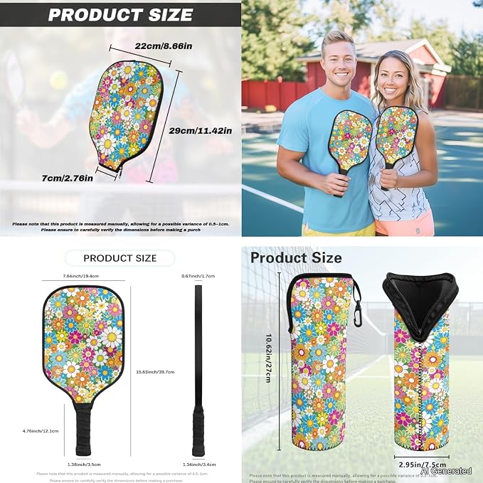Pickleball Paddles Set 3PCS Pickleball Paddle Case Pickleball Racket Pickleball Bag Ideal for Beginners Gifts