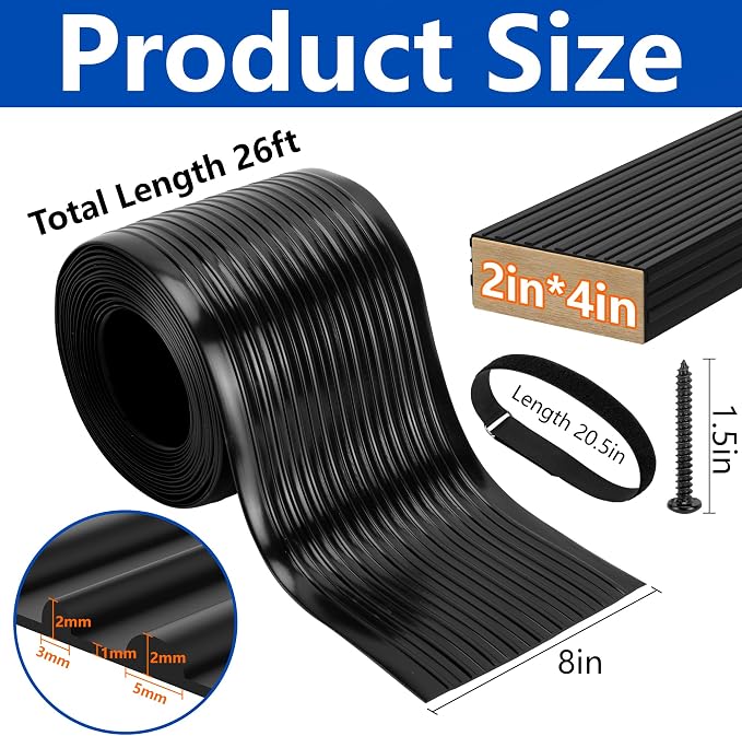 DECOHS 26 Ft Roll of 2 x 4 inch Boat Trailer Bunk Wrap Kit, PE Waterproof Boat Trailer Bunks Carpet, Replacement Synthetic Bunk Board Cover with Install Screw & Strap for Loading & Unloading Boats