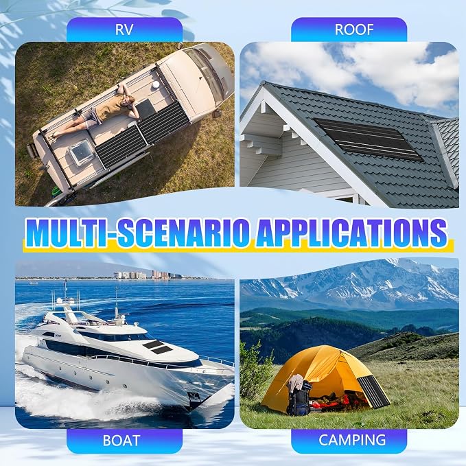 KEPEAK 100W 18V Flexible Solar Panel Monocrystalline for 12V Battery Charging, Semi-Flexible Lightweight Solar Panel with MC4 for RV Marine Boat Camper Van Trailer Off-Grid Power
