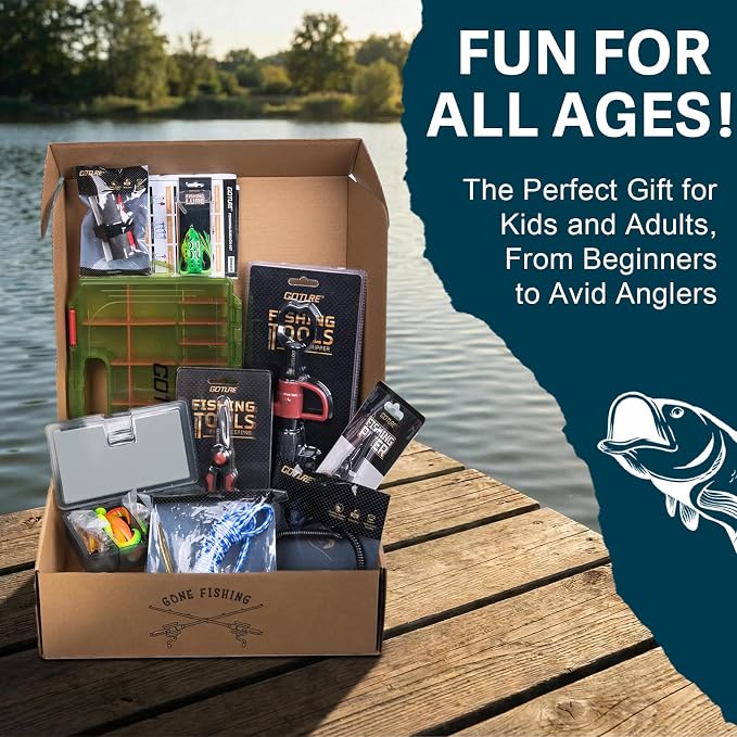 Goture Fishing Lures with Tackle Box and Fishing Tool Kit Set for Men Women, Include Fish plier, Braid Scissors, Fishing Gripper, Fish Ruler with Gift Box