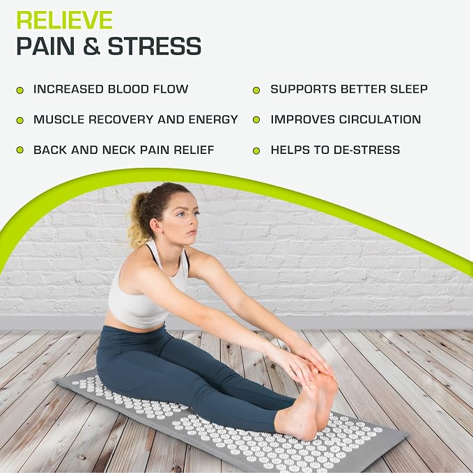 ProsourceFit Acupressure Mat and Pillow Set for Back/Neck Pain Relief and Muscle Relaxation