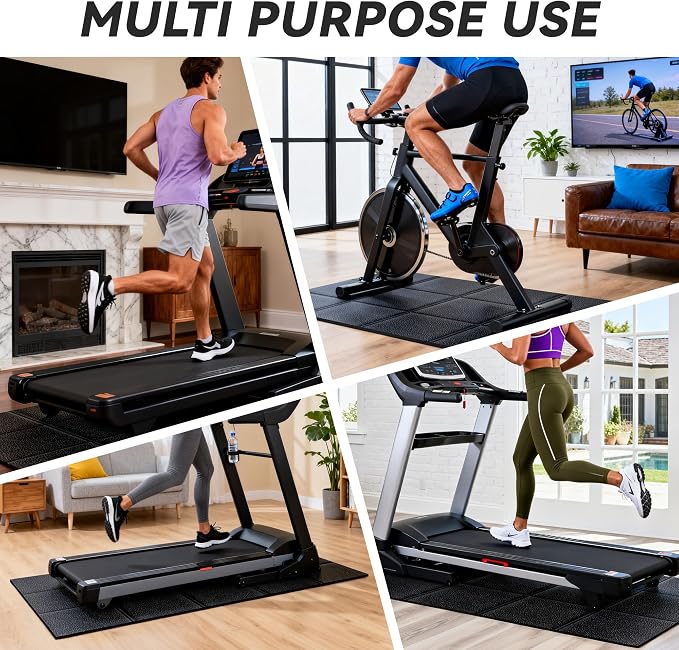 Treadmill Mat for Hardwood & Carpet Floors, 79" × 39.4", 0.2" Thick Extra Large Non-Slip Exercise Equipment Mat, Mat for Under Treadmill & Indoor Bike on Carpet