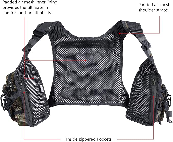 BASSDASH FV08 Ultra Lightweight Fly Fishing Vest for Men and Women Portable Chest Pack