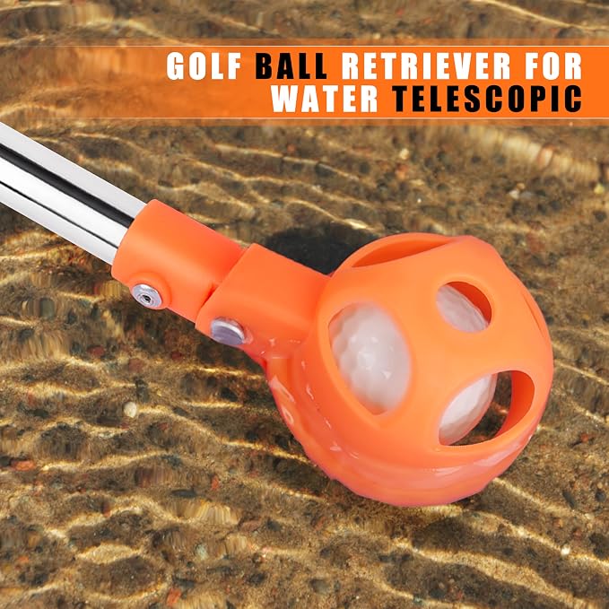 BIRDIEBLAST Golf Ball Retriever Telescopic, with Golf Ball Grabber for End of Putter, 9Ft/12Ft/16.3Ft/20Ft Professional Stainless Steel Golf Ball Retriever for Water