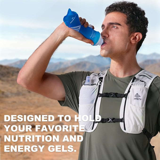 Running Vest for Women Men, 5L Hydration Vest with Dual 500ml Soft Flask, Lightweight Water Backpack, Adjustable Chest Straps Running Hydration Backpack for Running Cycling Hiking