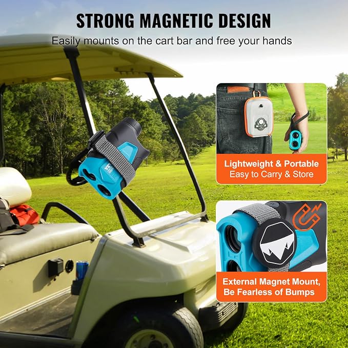 VEVOR Golf Rangefinder, Laser Golfing Hunting Range Finder, 6X Magnification Distance Measuring, Golfing Accessory with High-Precision Flag Lock, Slope Switch, Continuous Scan, and Batteries