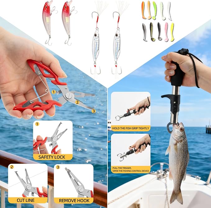 Fishing Rod and Reel Combo,Telescopic Fishing Pole with Fishing Lures,Suitable for Beginners and Universal in All Waters.