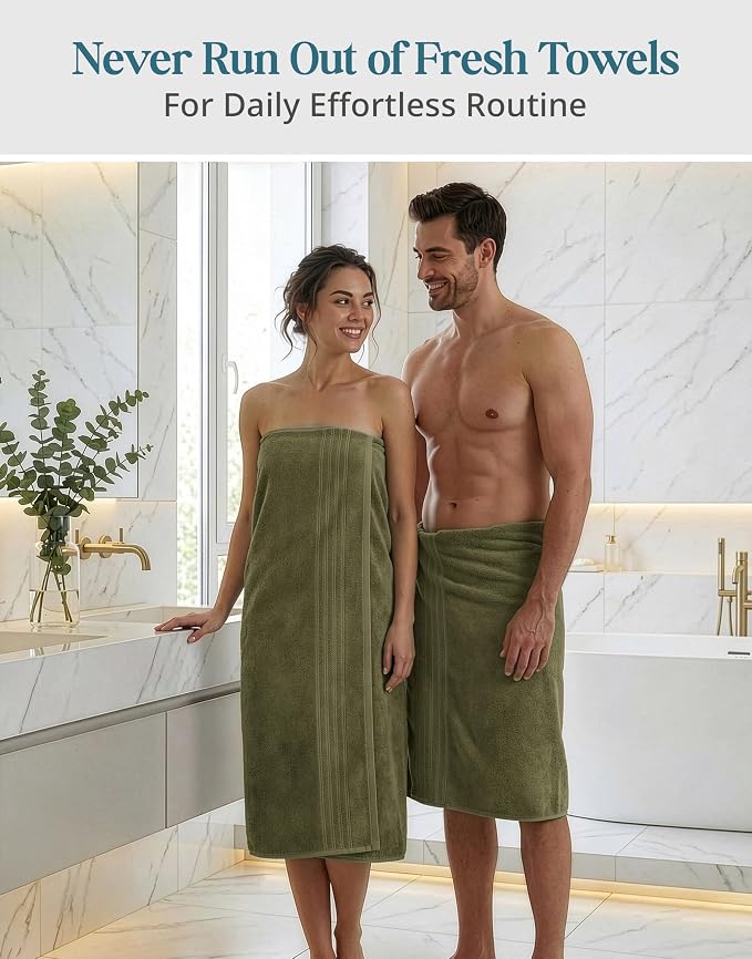 Casa Platino 100% Cotton Bath Sheets Pack of 4 (36"x72") - Ring Spun Mercerized Cotton Bathroom Towel Set - Quick Dry, Soft & Absorbent Large Bath Towels - Holds Well After Multiple Washes - Oil Green