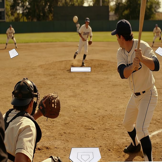 Baseball & Softball 5 Piece Base Set with Portable Carrying Bag 3 Throw Down Bases 1 Homeplate 1 Pitching Rubber, Flexible Anti-Slip Weather Resistant Rubber Bases for Yard Games