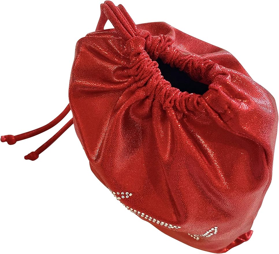 LIL'FOX 8"x10" Drawstring Gymnastics SMALL GRIP BAG 26x20cm - Lightweight Bag for Personal Equipment - Shiny Foil Rhinestones