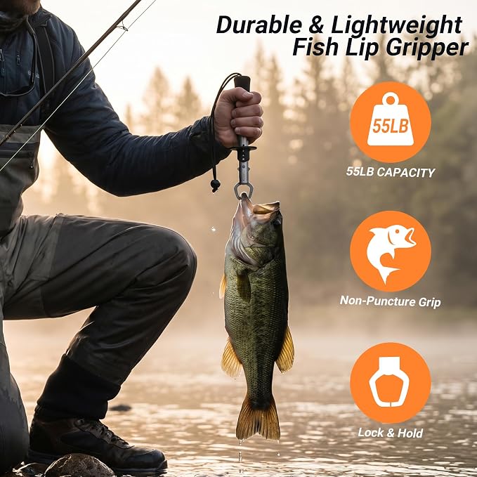 TORIOX Fishing Tool Kit with Fishing Pliers, Fish Lip Gripper, Fillet Knife & Braid Scissors, Saltwater Freshwater Fishing Accessories Set, Fishing Gear Gift for Men