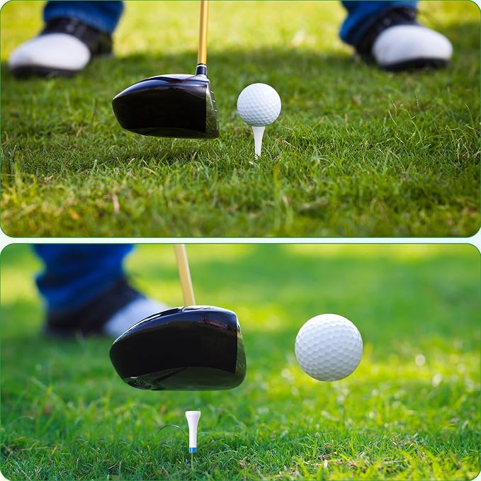 Vinsot 1000 Pcs Golf Tees Bulk 3-1/4'' Wooden Tees for Driving Range, Golf Club Accessories for Men Dad (White Blue,Lines)