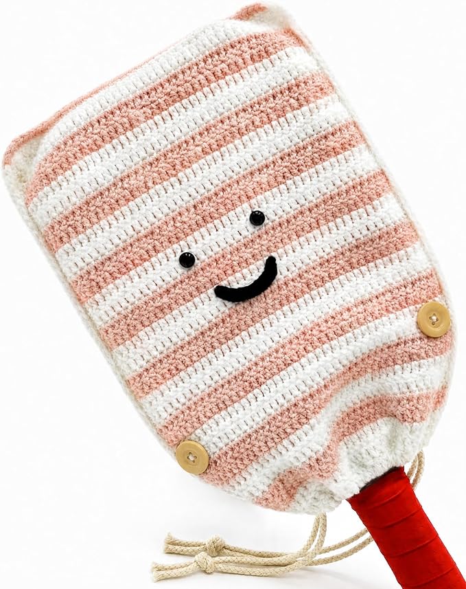 Crochet Pickleball Paddle Cover Gift - Handmade Case for Women&Men - Cute Accessories with Prensent Bag - Ready to Wrap for Players, Friends & Family, Thoughtful Holiday Crochet Set