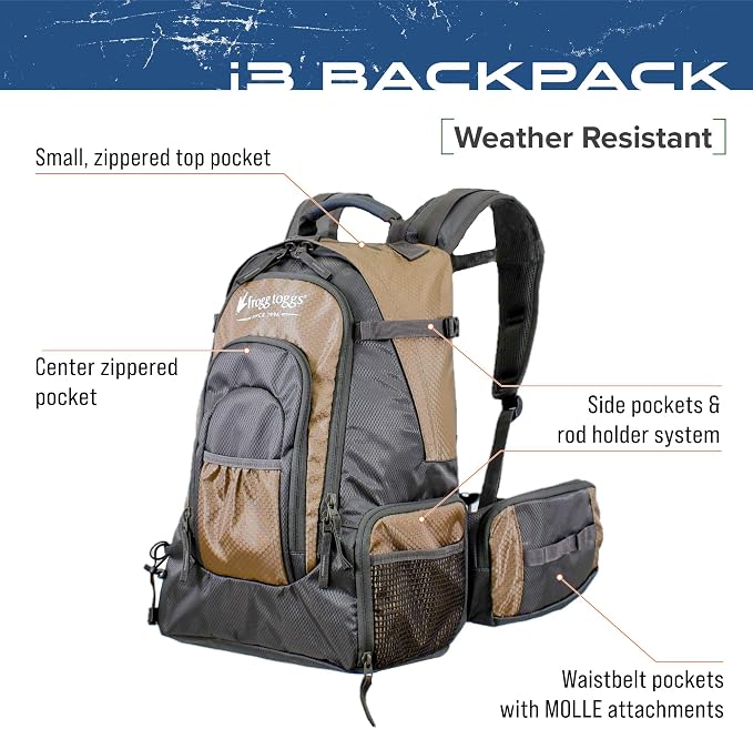 FROGG TOGGS Fishing Sling Pack, Easy Hands-free Fishing Tackle Storage Bag With Water Bottle Pocket
