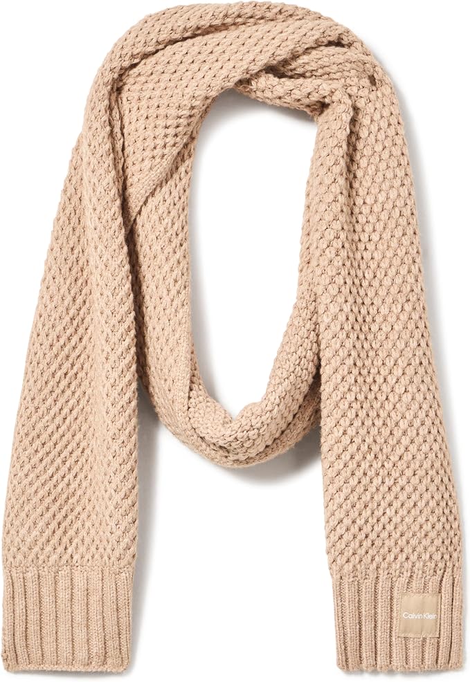 Calvin Klein Women's Chunky Waffle Knit Beanie and Scarf Set