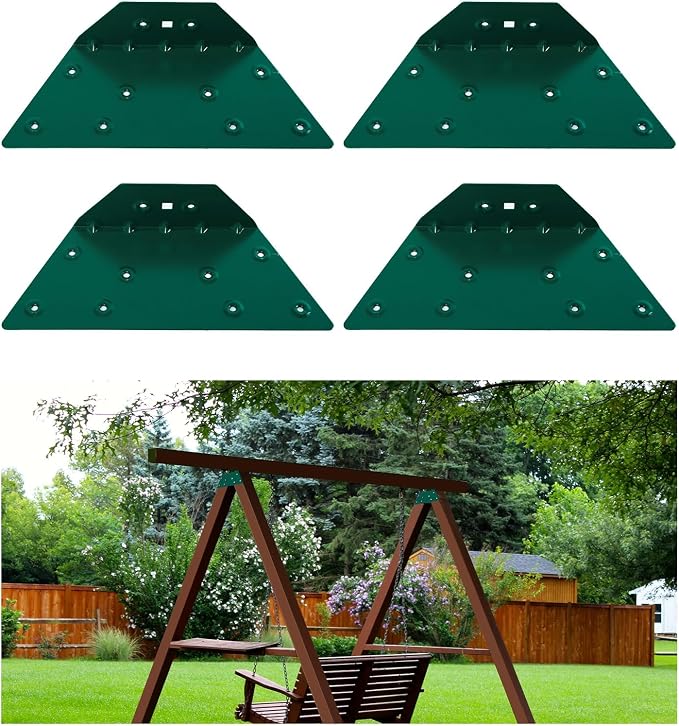 4 Pcs EZ Frame Brackets Accessories, A-Frame Brackets for Wooden Swing Set Beam, High Strength Support Fitting, Green