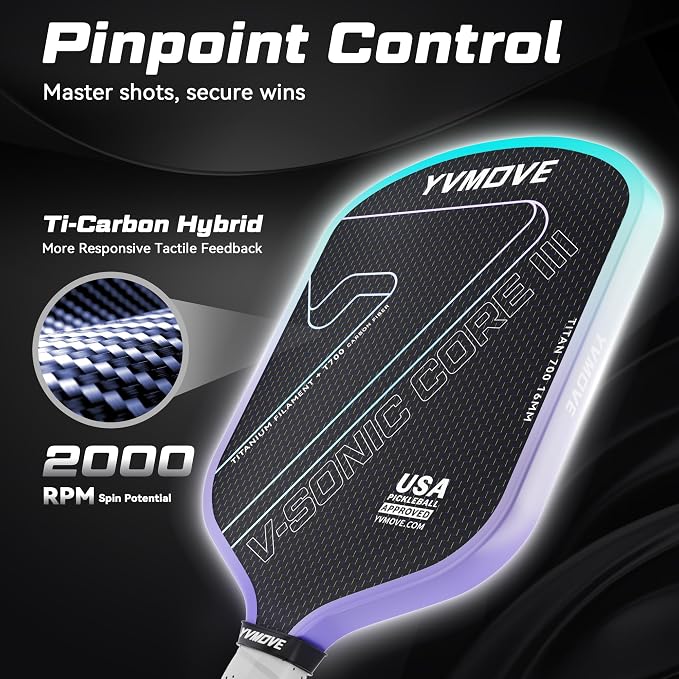 Pickleball Paddles | USAPA Approved | Raw Carbon Fiber Face | Max Control & Effortless Power | 16MM Core Anti-Shock | Intermediates to Pros