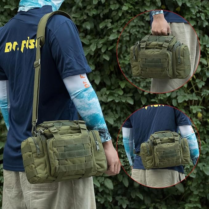 Dr.Fish Fishing Tackle Bag 5 Boxes with 60 Lures Included Loaded Stocked Tackle Box Set Spinner Lures Kit Freshwater Gear Equipment