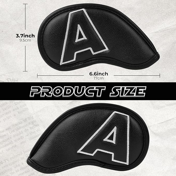 Craftsman Golf 10pcs Red No. on Both Sides Magnetic Closure Classic Black Leather Iron Headcover Covers Set Travel Cases Protector Available Custom with Name