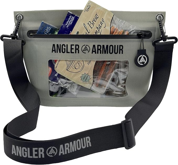 Angler Armour Waterproof Fishing Dry Bag, Fully Submersible Fishing Dry Bags, Heavy Duty Waterproof Gear Storage for Wade Fishing, Kayak, Boat, Jet Ski, Beach & Watersports (Grey, Medium (4L))