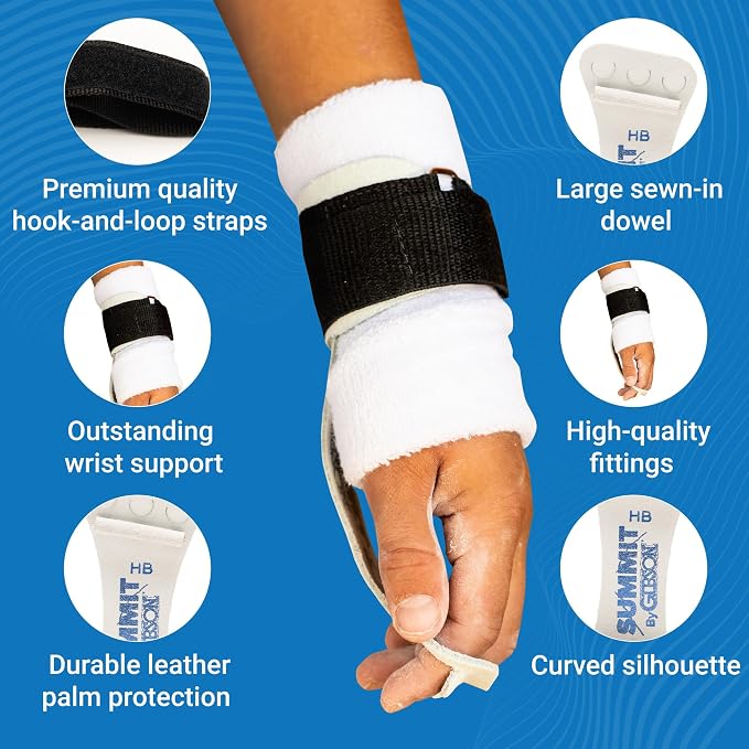 Gibson Athletic Summit High Bar Gymnastic Grips for Boys, Durable Leather Grip for Secure Grip, Hand Grips for Early Competitor Gymnasts, Gymnastics Grips for Boys - Made In USA