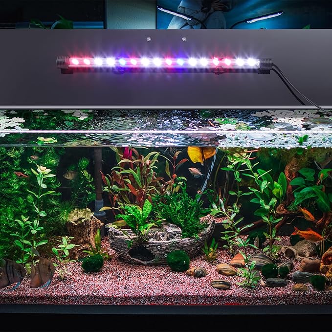 Sieral Aquarium Lids Polycarbonate Canopy with LED Light 2 Pcs Set 22.95 x 16.61 x 0.12 Inch for 75/90/110 Gallon with Center Brace Aquariums Cover Fish Tank Lid with a Hook Knife, Black