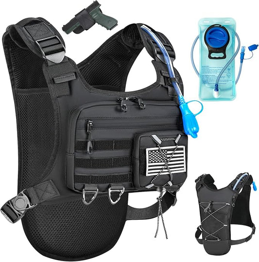Hydration Vest with 2L Water Bladder for Men and Women,Lightweight Adjustable Hydration Backpack,Reflective Running Vest Chest Bag for Climbing Cycling Hiking