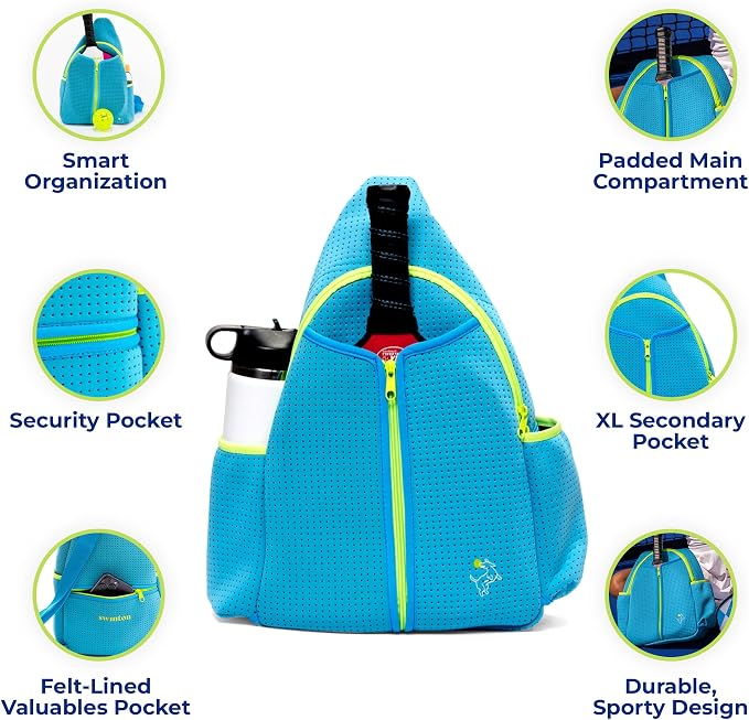 Swinton Pickleball Bag for Women and Men – Stylish Pickleball Backpack | Lightweight, Water-Resistant Pickleball Paddle Bag | Unisex Pickleball Bags with Space for Paddles, Balls & Accessories