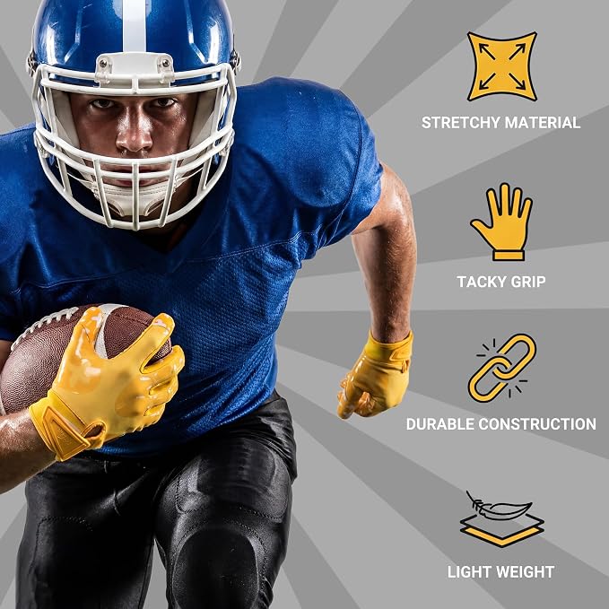 Football Gloves for Youth and Adult Men,Sticky Adhesive Palms Receiver Gloves,Grip Boost Flag Football Accessories Gifts for Family and Friends