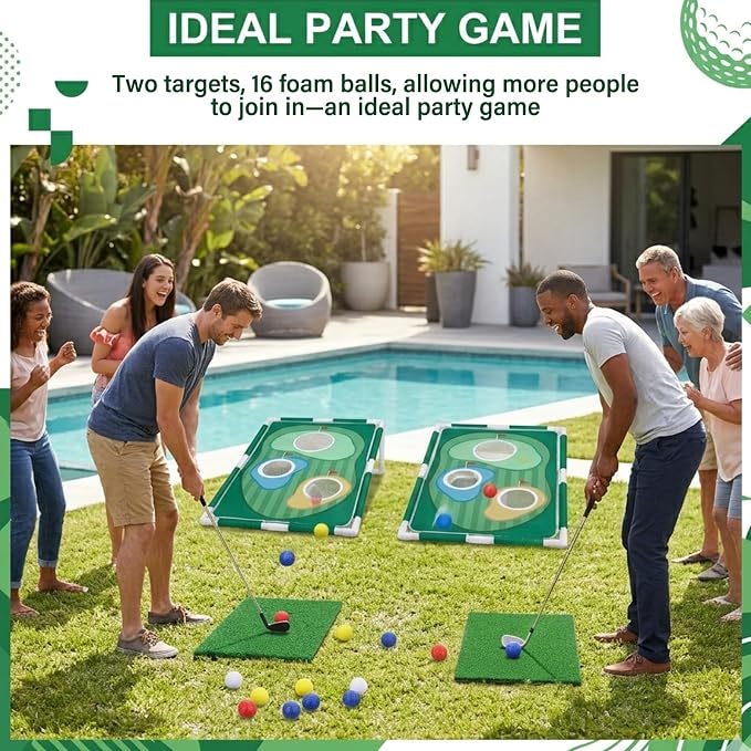Golf Cornhole Game Set, Golf Training Equipment, Backyard Party Game, Backyard Lawn Game, Chipping Set