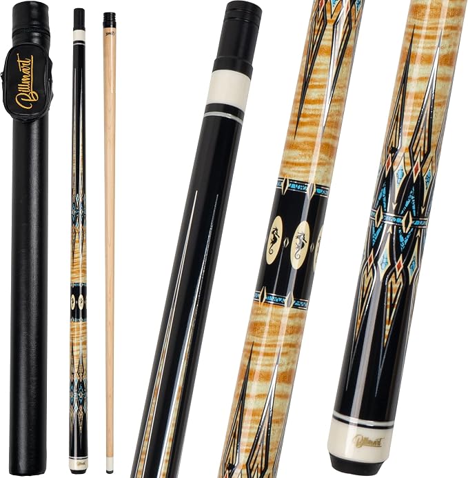 Billmart Pool Cue Stick, Low Deflection Shaft Billiard Cue Sticks with Hard Case, Pool Table Sticks Queue, 19-21 oz Pool Que