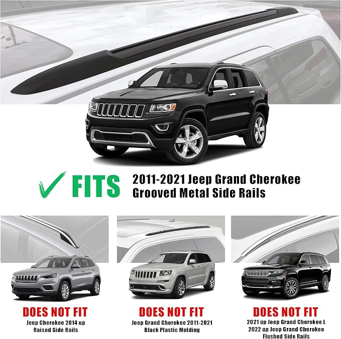 Roof Rack Cross Bars Compatible with 2011-2021 Grand Cherokee with Grooved Side Rails, Luggage Carrier CrossBars for Rooftop Cargo Luggage Kayak Bicycles Canoe with Grooved Side Rails
