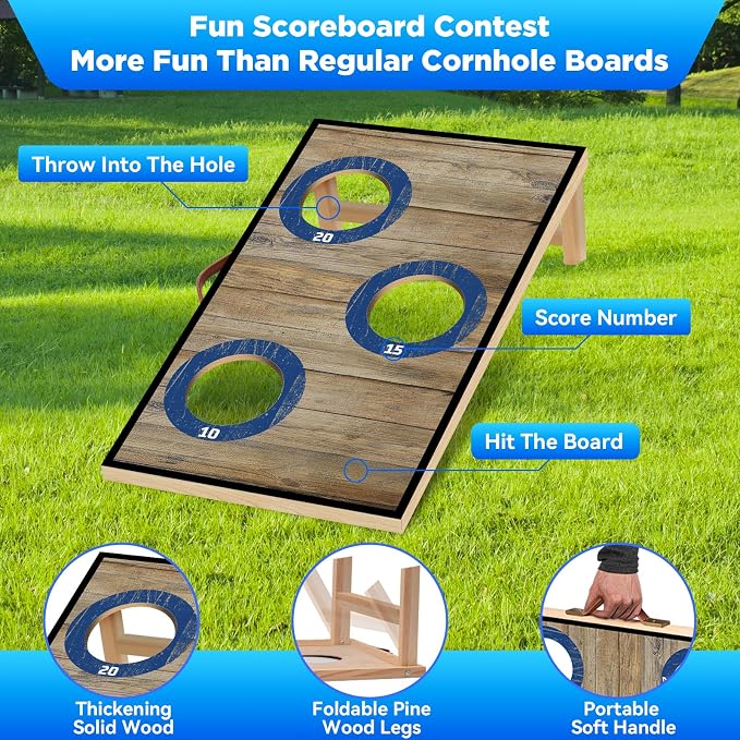 Electronic Cornhole Board Set (4x2ft) - Automatic Scoring Corn Hole Game for Adults & Kids - Infrared Sensing Wood Set with 8 Bags & Carry Case for Backyard, Party & Tailgates